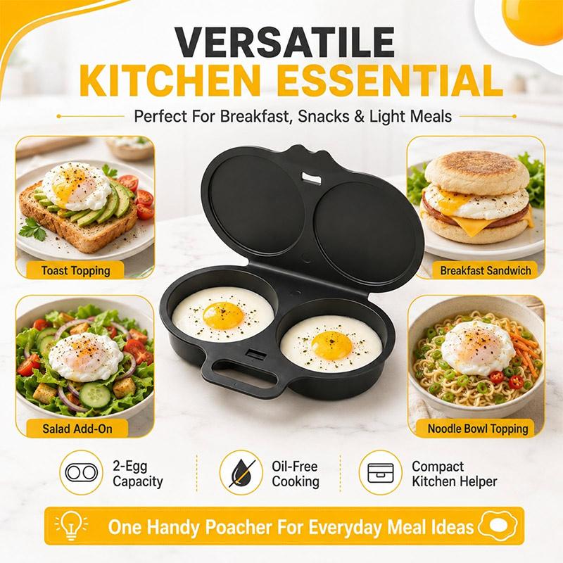 Microwave Egg Poacher Dual Cavity Breakfast Maker with Lid Handle Food Grade Oil Free Cooking Egg Cooker Mold Kitchen Tool 20261