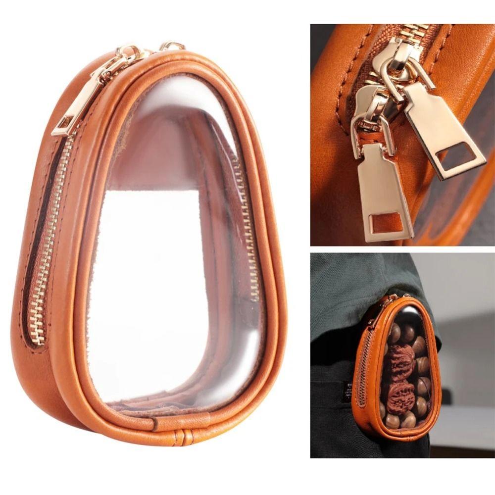 Transparent Design Jewelry Organizer Bag Leather Material Waterproof Jewelry Bag Hand String
