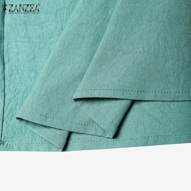 ZANZEA Damen Lässig Elastischer Bund Locker Sommer Weitbein Cropped Hose