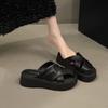 Baotou Half Slippers Women's Outer Wear In the Summer of 2025 New Platform Roman Shoes Comfortable and Fashionable Versatile Medium Heel Sandals