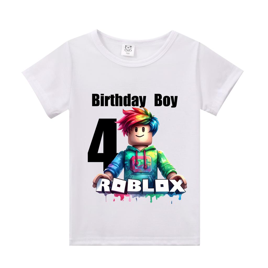 New Roblox Children T Shirts Cartoon Birthday Number Graphic T-shirts Boys Girls Casual Short Sleeves Tops Summer Kids Clothing