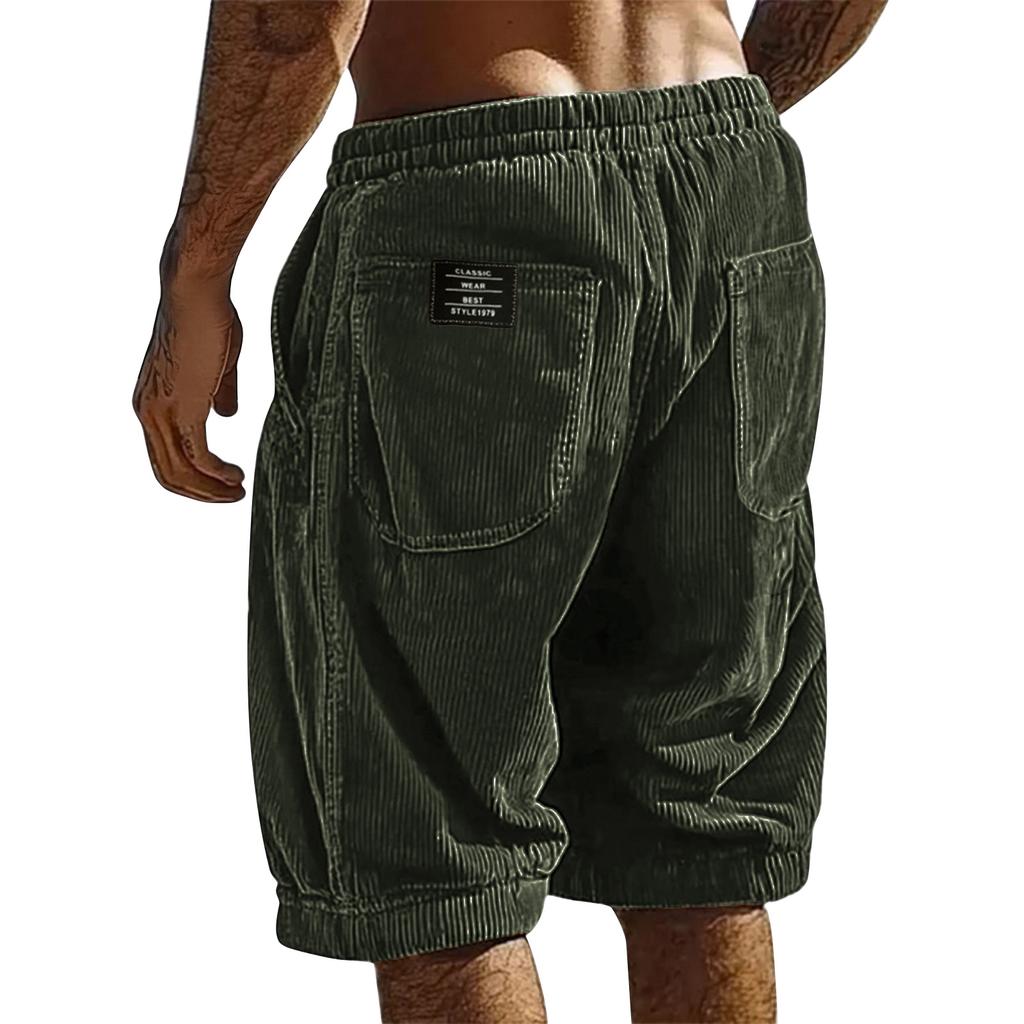 Men's Summer Striped Athletic Shorts Men's Multi-Pocket Casual Shorts