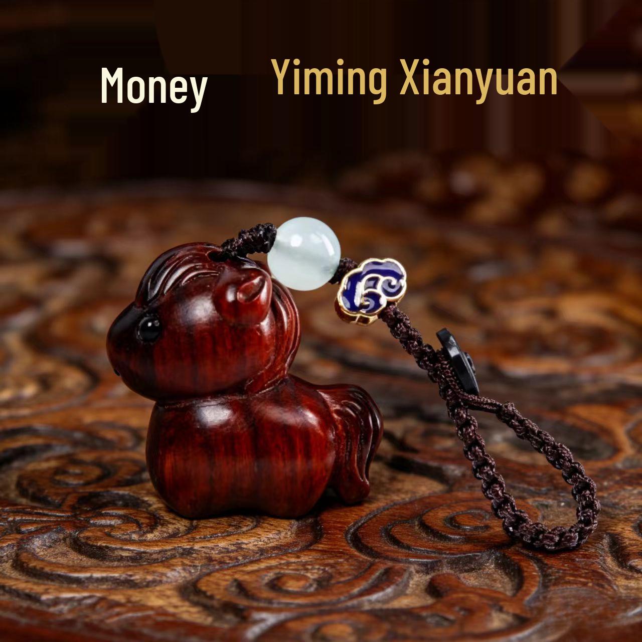 

Zodiac Horse Green Sandalwood Phone Strap and Rosewood Keyring Gift Set. Total length 85mm, Pony 39mm*17mm*30mm