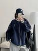 Women's Stand Collar Long Sleeve Zip Up Jacket Loose Fit Striped Embroidery Sweatshirt Baseball Outerwear