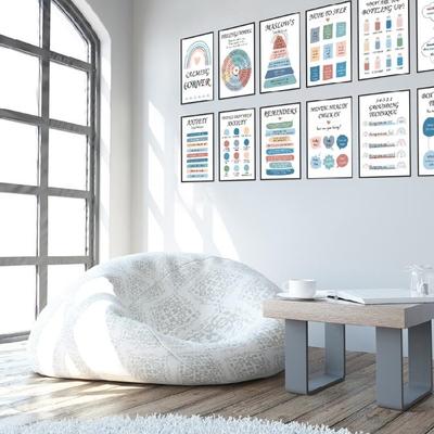 12 Sheets Calming Corner Posters Mental Wellness Educational Poster Feelings Chart for Office School Classroom 10x14Inch