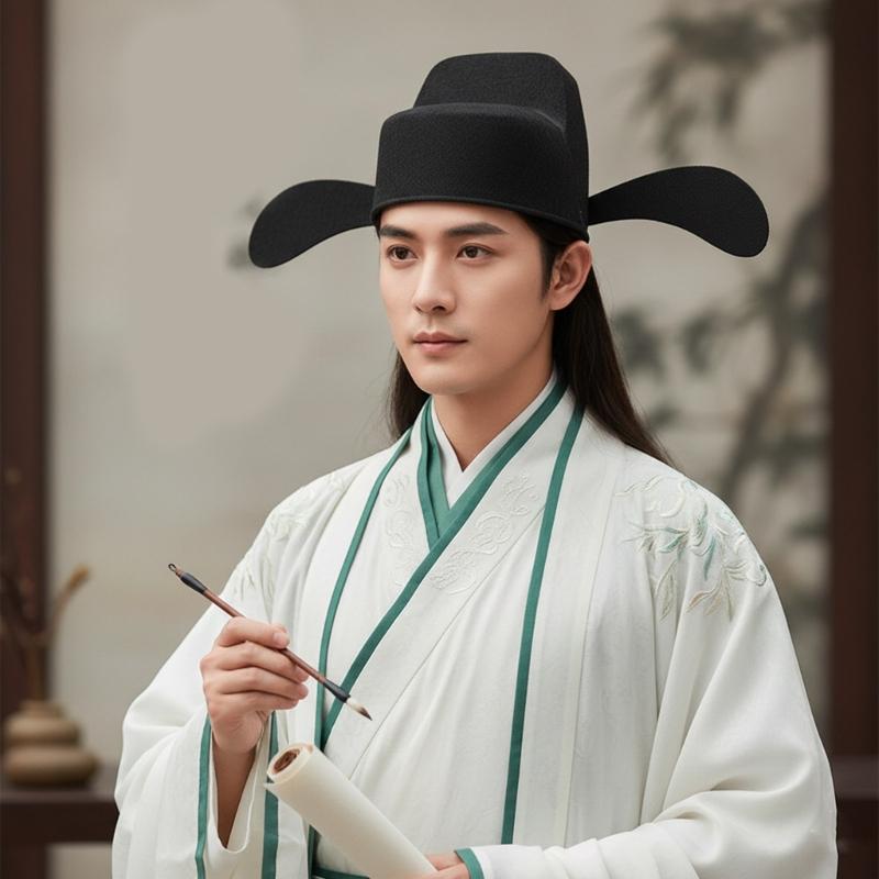 Ancient Chinese LiBai Styles Cloth Cap Comfortable Ventilated Hats Theme Party Historical Hat for Daily Wear