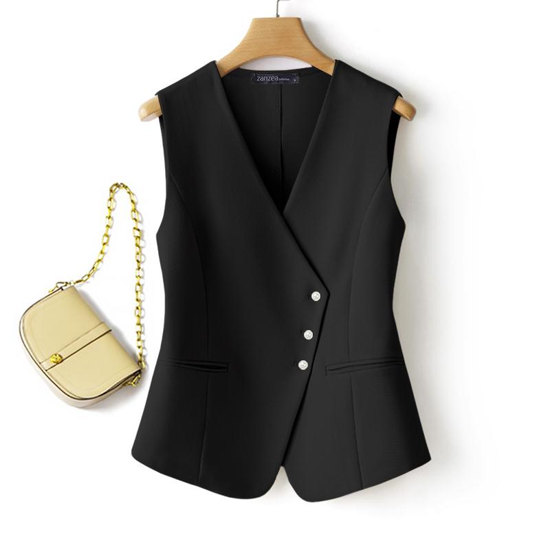 

ZANZEA Женские повседневные топы-безрукавки с V-образным вырезом и свободного кроя S чёрный