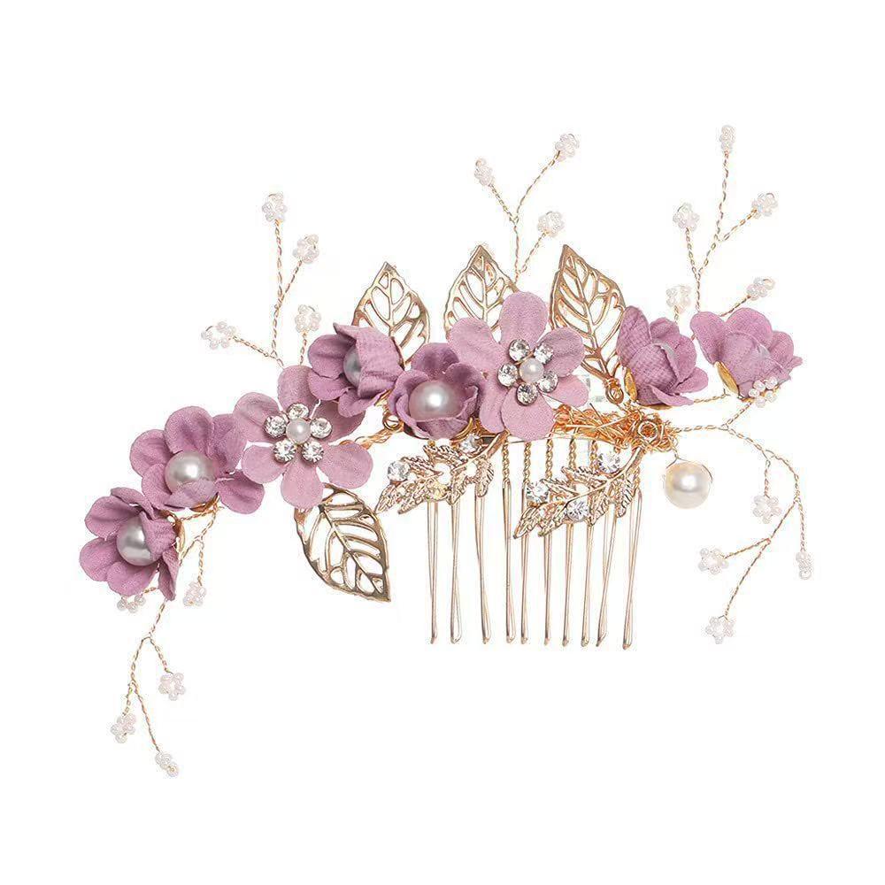Gold Bridal Headwear: Handmade Pearl Hair Accessories Set