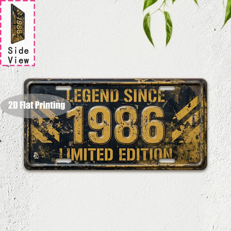 Vintage City Coordinate Year Retro Print Metal License Plate Sign 2D Flat Printed Tin Plaque Wall Decor for Home Bar