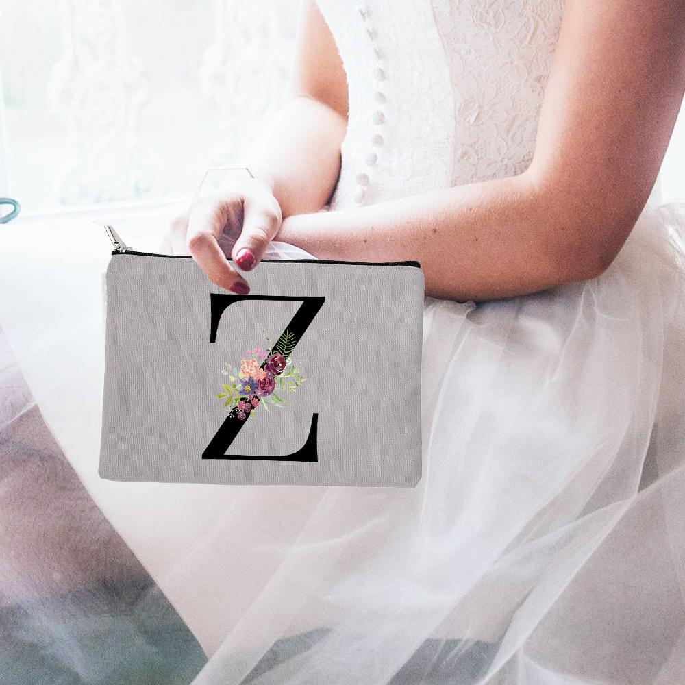 

26 английских алфавитных косметичек для невесты с застежкой-молнией, косметичка с буквами и цветами, сумка для хранения косметики для женщин, органайзер для туалетных принадлежностей для путешествий, женские подарки
