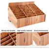 Sturdy Mobile Phone Storage Basket Portable Multi-grid Wooden Pen Stand  Document Storage