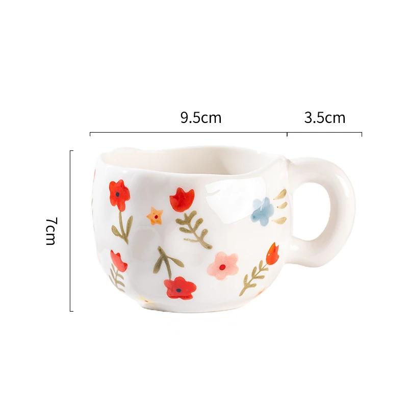 Handmade 300ML Cute Creative Irregular Ceramic Mug for Home Use Flower Clouds Mugs Coffee Cups Breakfast Milk Tea Gift Drinkware