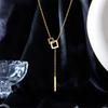 Goldene eckige Schnalle Lariat Halskette Y-Tropfen-Kettenhalskette für Damen Minimalistischer Modeschmuck