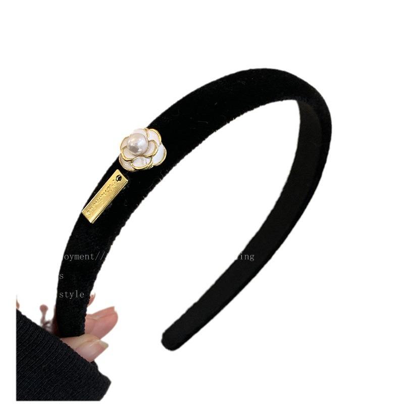 Elegantní korejská čelenka z perlového sametu - Vysoká na temeni hlavy, Široký okrajový vlasový doplněk