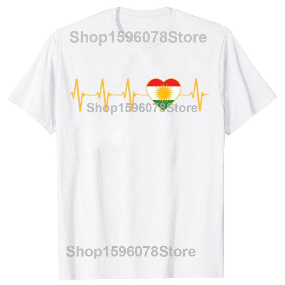 Funny Kurdistan Kurdish Heartbeat T Shirts Men Women Pure Cotton Funny Humor Streetwear Tee Shirt Short Sleeve Unisex Clothing