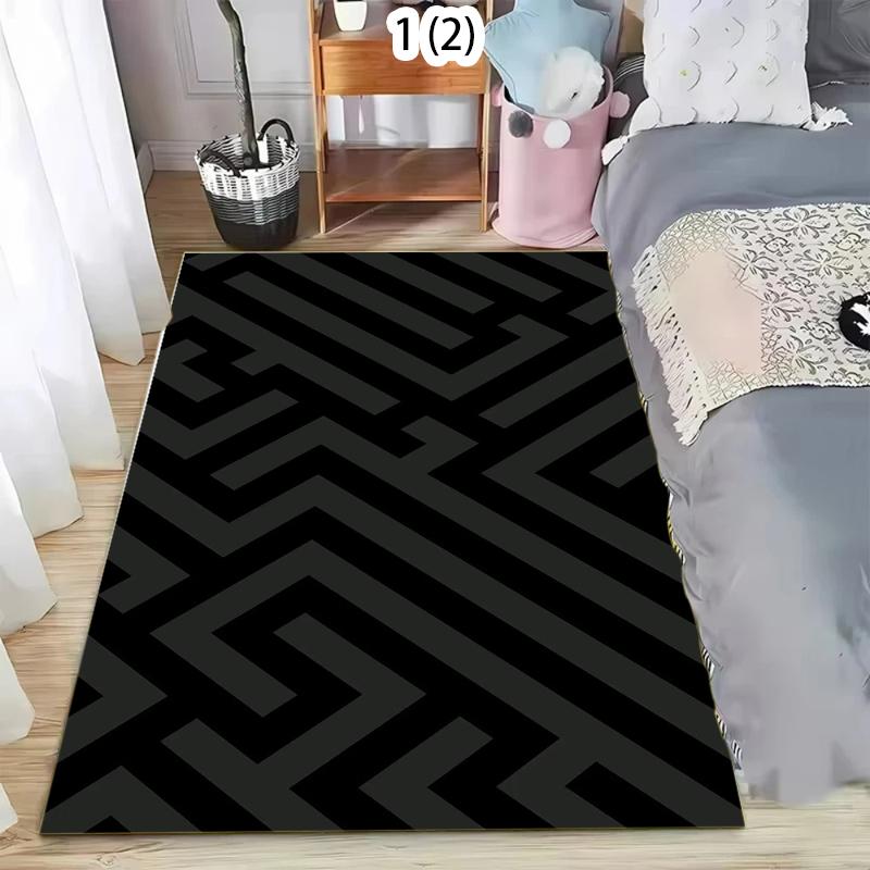 Minimalist Geometric Rug Washable Indoor/Outdoor Carpet for Living Bedroom Yoga Entrance Door Mat Anti-Skid Backing Longevit
