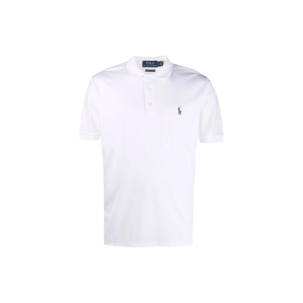 Polo Ralph Lauren SS22 Solid Plain Knit Short Sleeve Polo Shirt Men Tops White 710713130-003