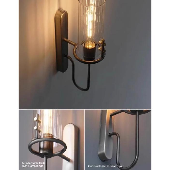American Retro Industrial LED Wall Lamp Nordic Luxury Glass Crystal Bedside Corridor Mirror Sconces Home Lighting