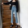 Women's High-Waist Slim Black & Gray Cropped Cigarette Pants for Autumn/Winter