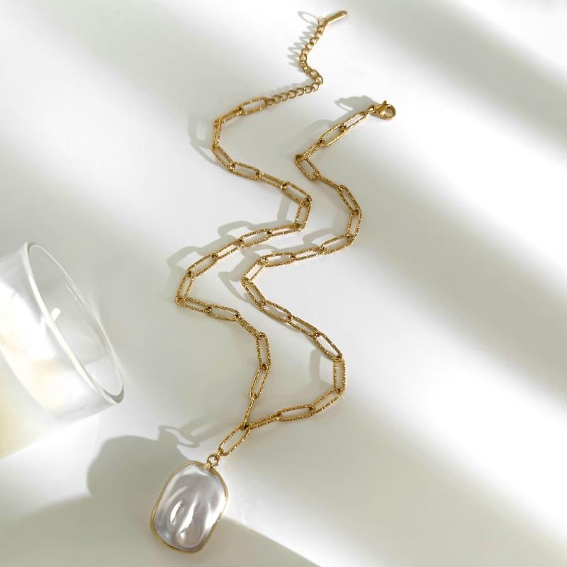 Elegant Double Layer Baroque Pearls Necklace Stainless Steel Adjustable Chain Everyday Jewelry Accessory Gift