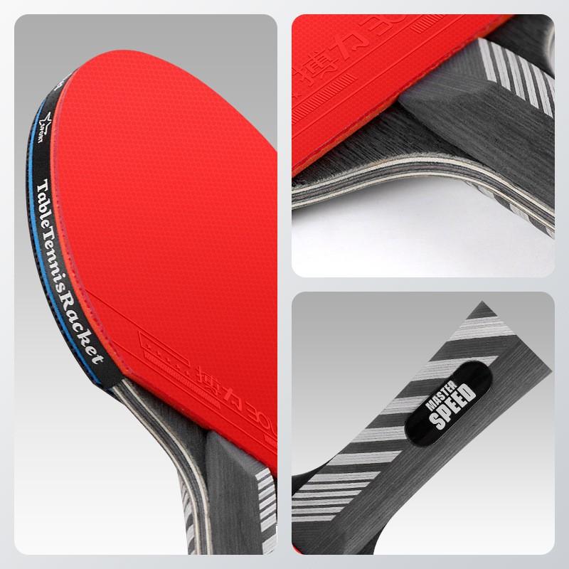 Professional Table Tennis Racket Set With 2 Paddles 3 Balls Net Stand - 7-Ply Wooden Blade Double Inverted Rubber