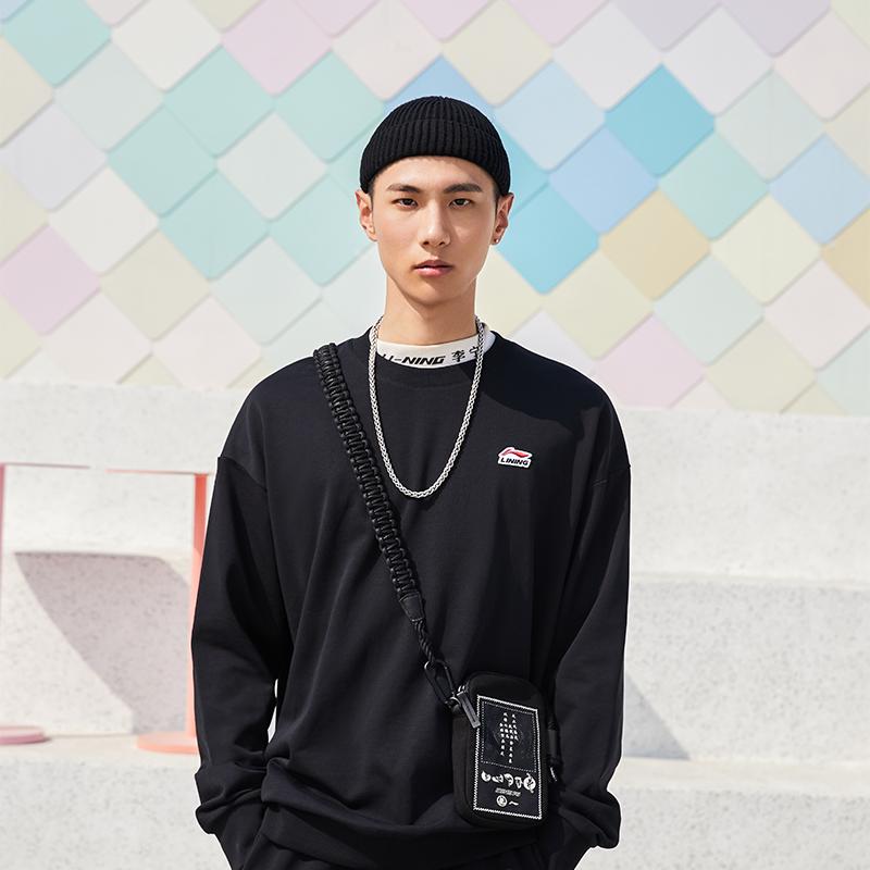 Li Ning Sports Trend Series Logo Embroidered Crew Neck Long Sweatshirt Unisex sweatshirt AWDTD19-1