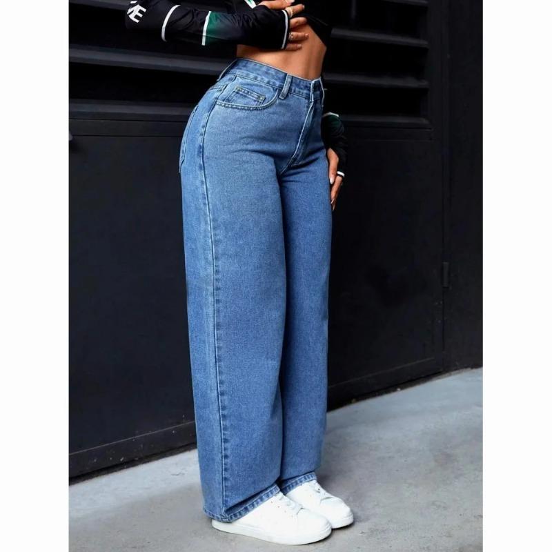 Spring 2026 New Casual American Style Long Pants Women's Fashion Loose Straight Wide-leg Denim Trousers Streetwear Causal Jeans
