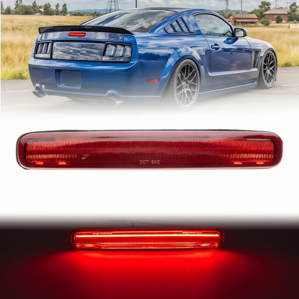 

nsautolighting Mustang GT Led Third Brake Light for 2005 2006 2007 2008 2009 For d Mustang Rear High Mount LED Center Tail Third Brake Lamp Red 05-09