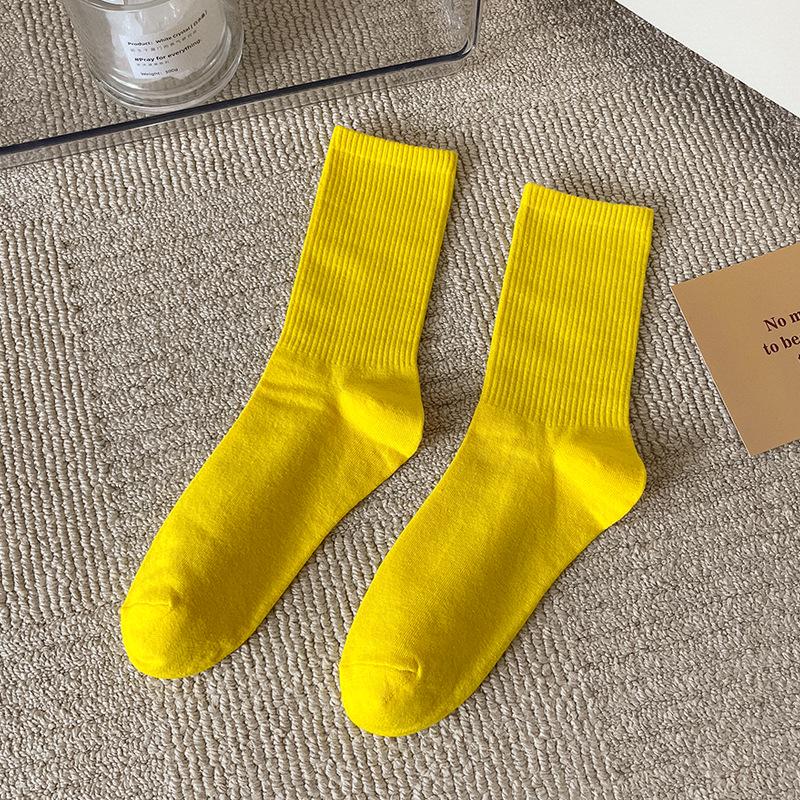 Women's Trendy Candy Color Thin Mid-Calf Socks - Colorful Japanese Style Summer Pile Socks
