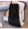Women's Elegant Mid-Length Black Dress - 2025 Autumn New Style, Slimming Pleated Skirt, Long Sleeve Versatile Design