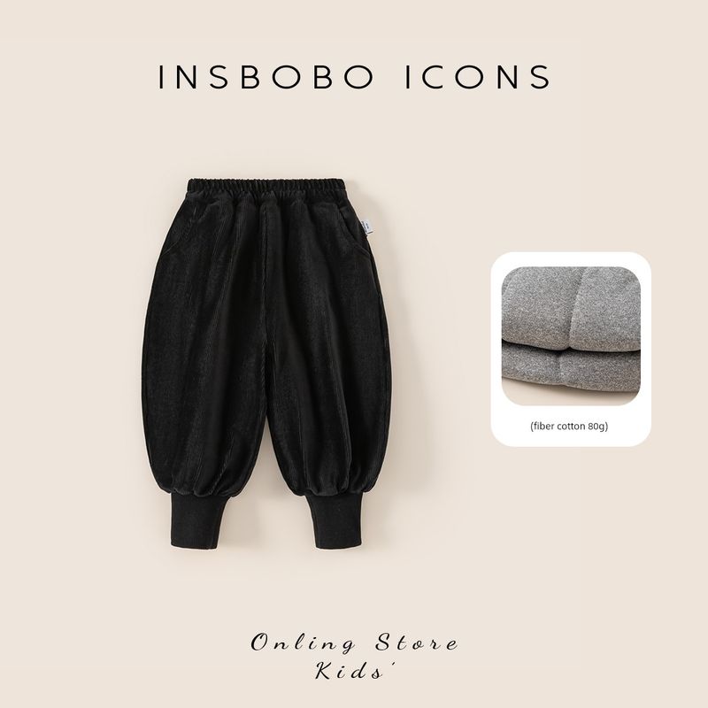 Insbobo Boys  Pants 2025 Winter New Children s Black Sweatpants Stylish Casual Pants for Toddlers Autumn and Winter Black 100