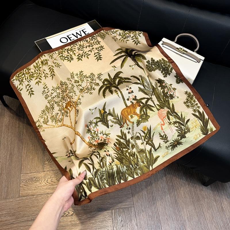 Silk scarf women's spring and autumn decoration versatile ins simple style striped square scarf streamer simulation silk fashion scarf scarf scarf
