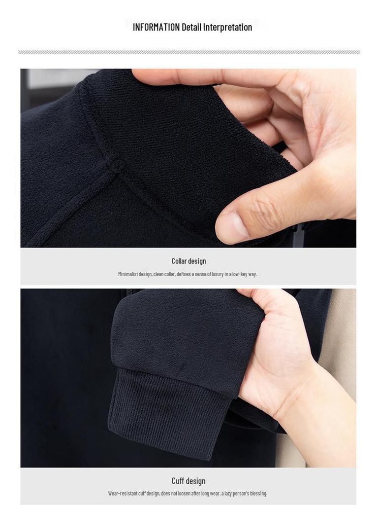 Men's Double-Sided German Velvet Stand Collar Half-Zip Long Sleeve Casual Sweatshirt