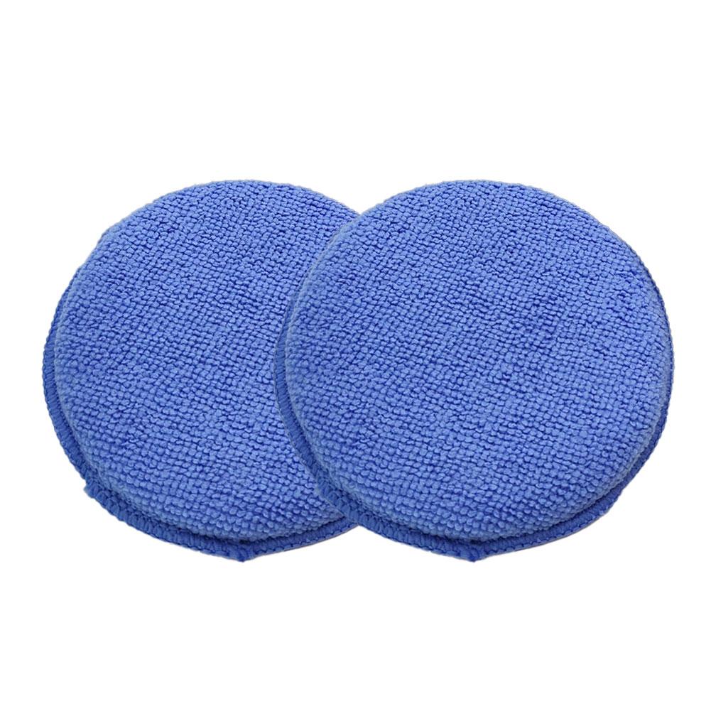 2Pcs Car Waxing Polish Sponges Round Pocket Microfiber Applicator Pads Foam Sponge for Auto Cleaning Washing Detailing Care