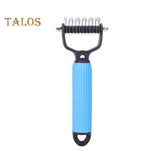 Pet Detangling Comb Handheld Undercoat Rake for Dogs Cats Double-Sided Stainless Steel Teeth Deshedding Grooming Brush for Thinning Shedding