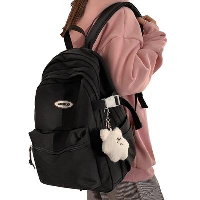 Large Capacity School Backpack for High School and Town Cute Black Women's Korean-Style Students, Girls, Commuters, Students, Travel, Backpack,