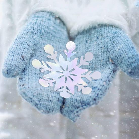 pinkblume 72pcs Iridescent White 3D Snowflake Wall Stickers Holographic Snowflakes Wall Decals for Winter Wonderland Christmas Frozen Nursery Xmas