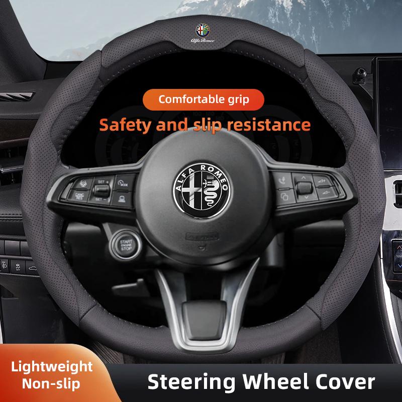 Car Steering Wheel Cover Anti-Slip Accessories Hubcap For Alfa Romeo GT 147 156 159 166 Mito Giulia Stelvio Giulietta 4C Disco khg156