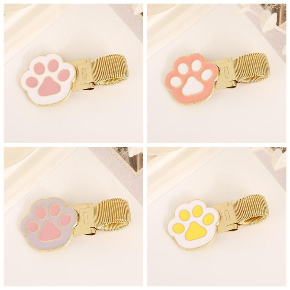 Portable Metal Spring Pen Clip Cartoon Cat Claw Shape Pencil Holder Pen Holder Student