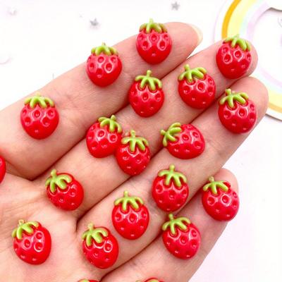 50pcs Resin Mini Colorful Kawaii Strawberry Art Nails Flatback Stone Appliques DIY Scrapbook Wedding Earring Decor Accessories Crafts