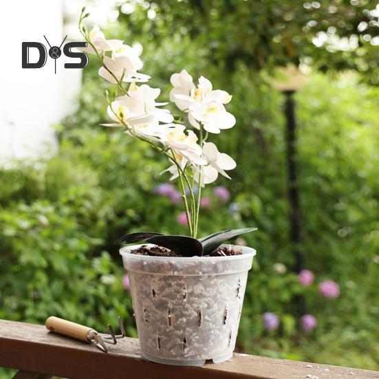 Čirý květináč na orchidej Opakovaně použitelný květináč na orchidej s otvory Plastový květináč s ventilací pro přesazování rostoucích vnitřních venkovních orchidejí