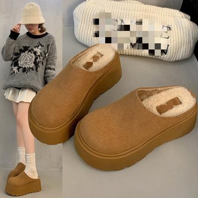 Französische Plateau-Taschenkopf-Halbschuhe Damenschuhe Herbst und Winter 2025 neue Baumwolle Oberbekleidung High-End Casual Lazy Tide Schuhe