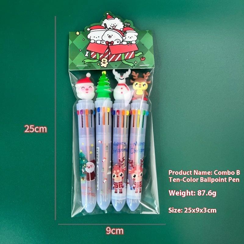

Мультяшная рождественская шариковая ручка Дед Мороз Цветная ручка-кнопка для блокнота, Студенческие рождественские подарки Канцелярские товары Призы
