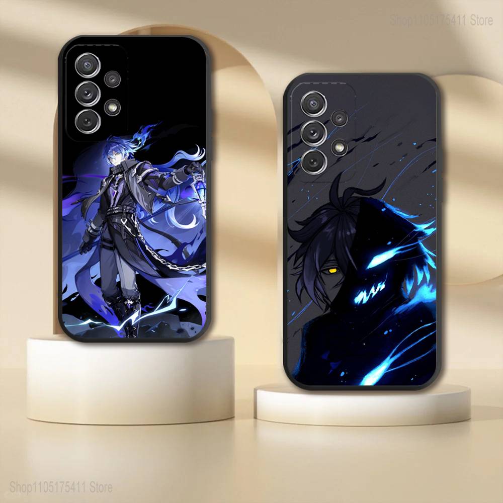 Genshin Impact F-Flins Phone Case For Samsung S 25,24,23,22,30,21,10,9,Ultra,Plus,Lite,FE,4,5G Black Soft Case