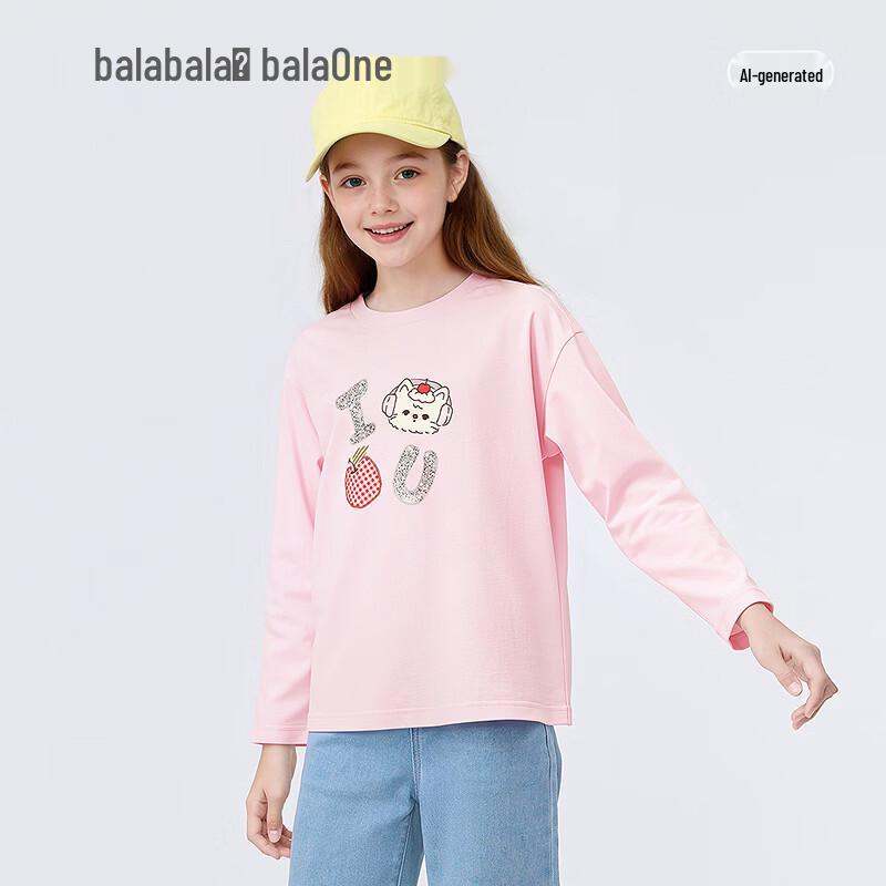 Balabala Girls' Pure Cotton Long Sleeve T-Shirt