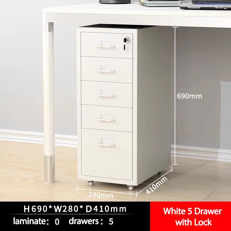 Metal filing cabinet 3/5/6 Office metal steel cabinet with wheels and lock, suitable for home offices and schools
