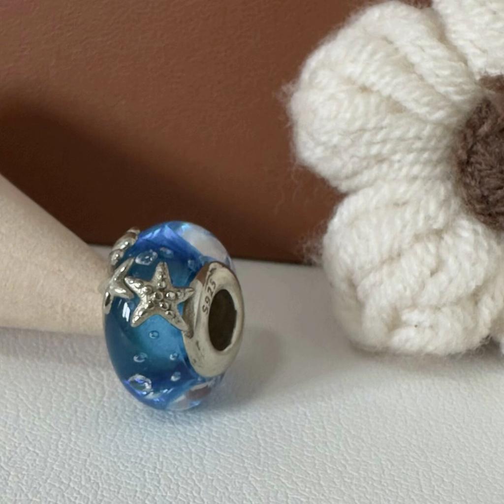 Colorful copper Mini Murano Glass Bead Charms Charm Fits Authentic Bracelets Blue Faceted Murano for Women Necklaces Jewellery