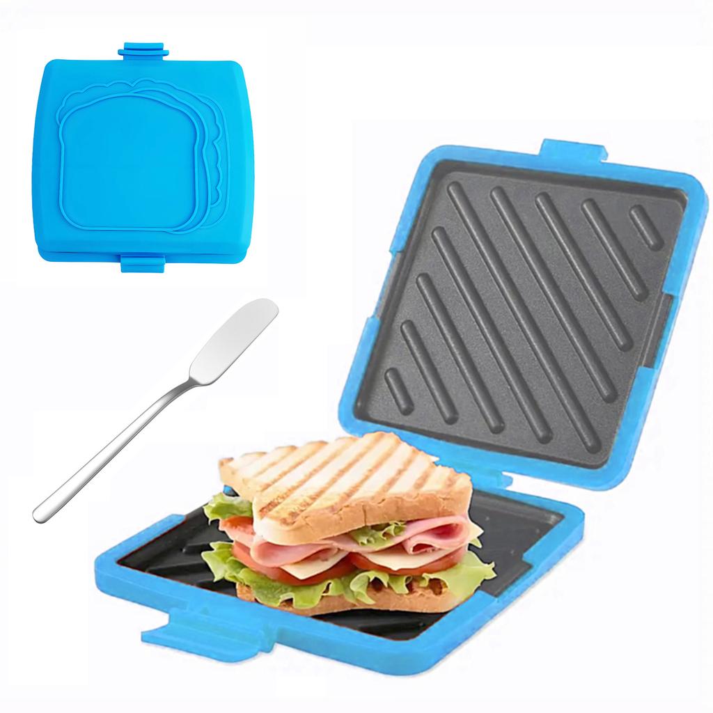 Microwave Toastie Sandwich Maker Food Grade Silicone with Butter Knife Dishwasher Safe Fast Cooking Kitchen Tools for Home