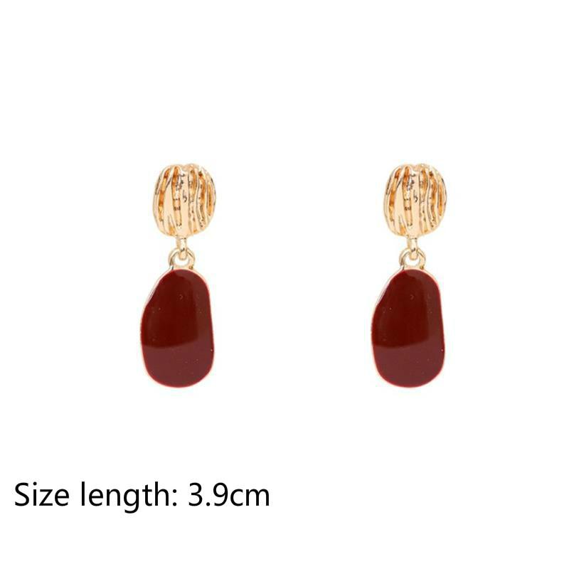 Charm S925 Needle Earrings Temperament Niche Earrings Simple Geometric Piece Wine Red Girl Earrings Bulldog