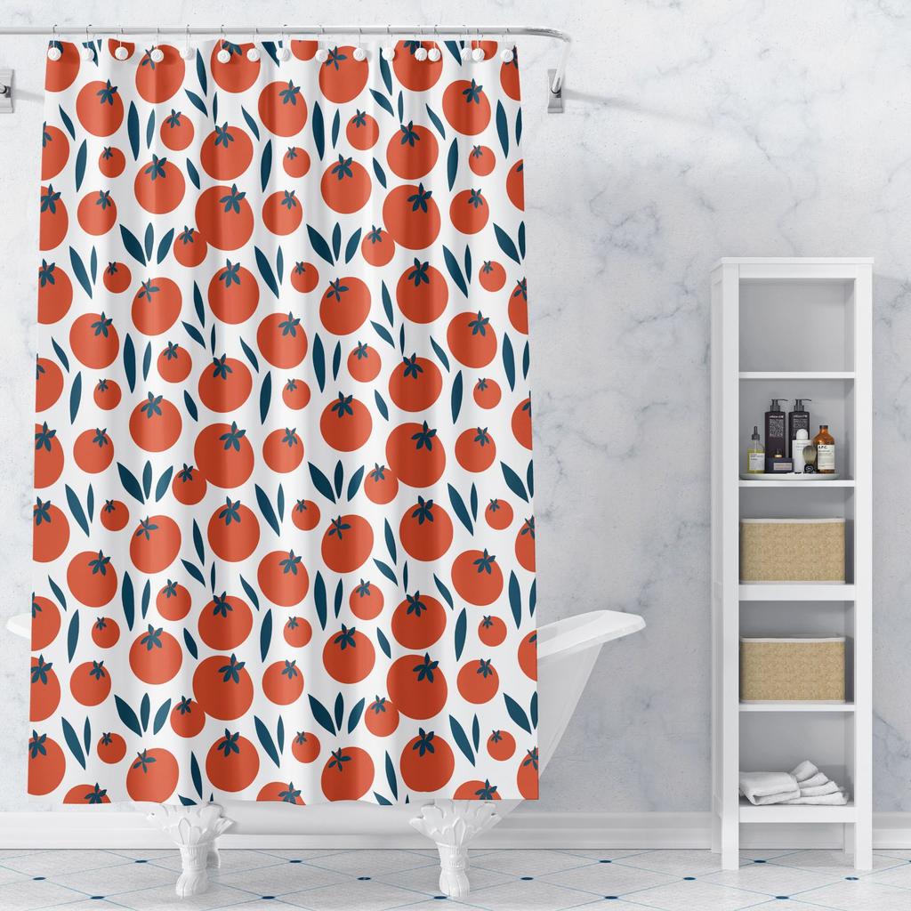 A Variety of Fruits Washable Dirt-Resistant Shower Curtain Shower Head Waterproof Polyester Bath Curtain For Home Decor